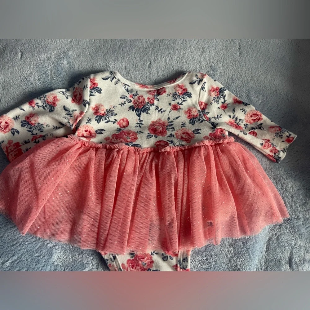 Nicole Miller Pink and Cream Floral Baby Dress